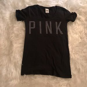 PINK by Victoria’s Secret black t-shirt w/ rolled sleeves❣️